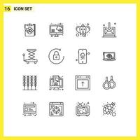 pack d'icônes vectorielles stock de 16 signes et symboles de ligne pour les éléments de conception vectoriels modifiables hindous de l'entreprise informatique de la boîte de réception de la voiture vecteur