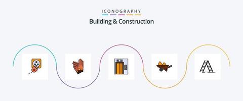 ligne de construction et de construction remplie de 5 icônes plates comprenant des outils. jardin. réparation. ferme. brouette vecteur