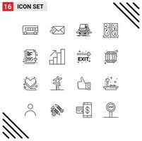 16 icônes créatives signes et symboles modernes de fichier pdf pdf test de laboratoire de jeu éléments de conception vectoriels modifiables chimiques vecteur