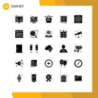 interface mobile ensemble de glyphes solides de 25 pictogrammes d'éléments de conception vectoriels modifiables sécurisés vecteur