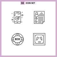 ensemble de 4 symboles d'icônes d'interface utilisateur modernes signes pour l'environnement de l'application page d'interface utilisateur éléments de conception vectoriels modifiables sur internet vecteur