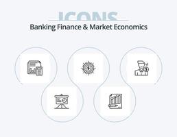 banque finance et économie de marché ligne pack d'icônes 5 conception d'icônes. Les données. analytique. main. analytique. charité vecteur