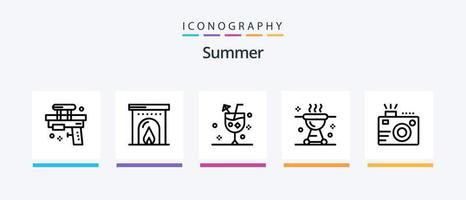 pack d'icônes de la ligne d'été 5 comprenant un château de sable. vacances. plage. Château. l'été. conception d'icônes créatives vecteur