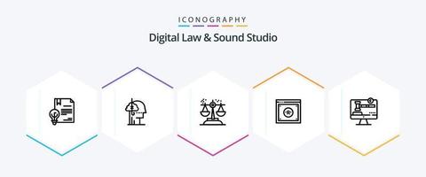 loi numérique et pack d'icônes de 25 lignes de studio de son, y compris numérique. Entreprise. habitude. loi. rechercher vecteur