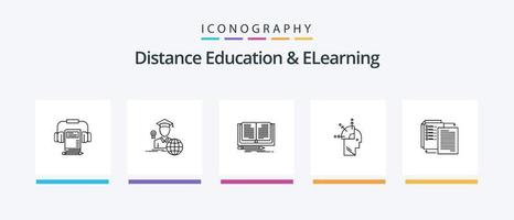 pack d'icônes de la ligne 5 de l'enseignement à distance et de l'apprentissage en ligne, y compris l'utilisateur. connecté. se concentrer. savant. diplômé. conception d'icônes créatives vecteur