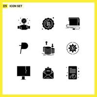 9 icônes créatives signes et symboles modernes de pièces crypto audio pièces sonores éléments de conception vectoriels modifiables vecteur