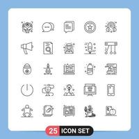 ligne d'interface mobile ensemble de 25 pictogrammes d'annonces récompense d'apprentissage casque étoile éléments de conception vectoriels modifiables vecteur