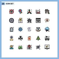 interface mobile ligne remplie couleur plate ensemble de 25 pictogrammes de succession ajouter tableau de noël analytique éléments de conception vectoriels modifiables vecteur