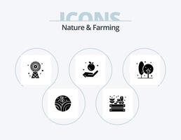 pack d'icônes de glyphe nature et agriculture 5 conception d'icônes. agriculture. cultures. écologique. agriculture. nourriture vecteur