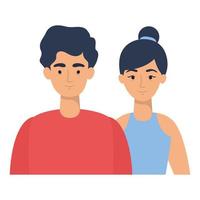 jeunes amoureux couple avatars personnages vecteur