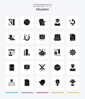 éducation créative pack d'icônes noires unies de 25 glyphes telles que la science. éducation. éducation. femme. éducation vecteur