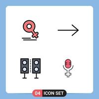 symboles d'icônes universels groupe de 4 couleurs plates modernes de haut-parleur femelle dispositifs de maman microphone éléments de conception vectoriels modifiables vecteur