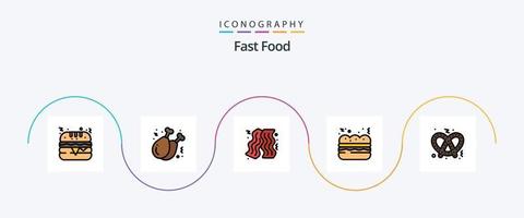 ligne de restauration rapide remplie de pack d'icônes plat 5 comprenant. sucré. nourriture. bretzel. nourriture vecteur