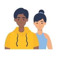 jeune couple interracial avatars personnages vecteur