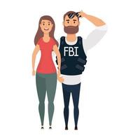 jeune homme agent du fbi avec des personnages de femme vecteur