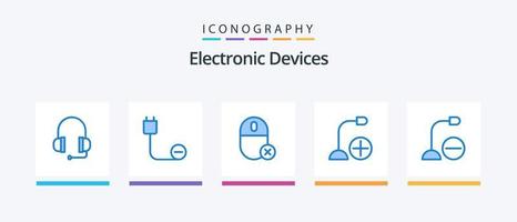 appareils pack d'icônes bleu 5, y compris le matériel. dispositifs. des ordinateurs. des ordinateurs. Souris. conception d'icônes créatives vecteur