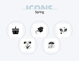 pack d'icônes de glyphe de printemps 5 conception d'icônes. la nature. l'eau. Chariot. Char. boisson vecteur