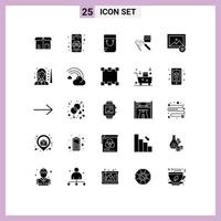 symboles d'icônes universels groupe de 25 glyphes solides modernes d'éléments de conception vectoriels modifiables par machine d'usine de sacs de l'industrie de l'image vecteur