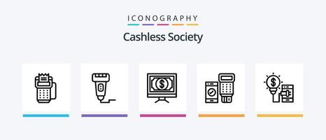 pack d'icônes de la ligne 5 de la société sans numéraire, y compris sans numéraire. comptabilité. crédit. Paiement. crédit. conception d'icônes créatives vecteur