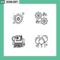 4 icônes créatives signes et symboles modernes d'antivirus type écrivain sécurité pourcentage éléments de conception vectoriels modifiables par ordinateur vecteur