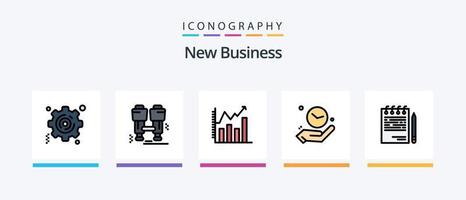 nouveau pack de 5 icônes rempli de ligne d'activité, y compris le codage. main . imprimante. discuter. conception d'icônes créatives vecteur