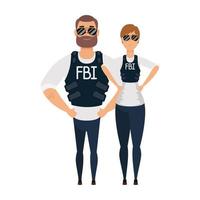 personnages d'agents du fbi jeune couple vecteur