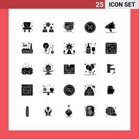 25 glyphes solides vectoriels thématiques et symboles modifiables d'éléments de conception vectoriels modifiables de la clinique hospitalière du graphique linéaire numérique vecteur