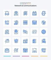 réseau créatif et communications 25 pack d'icônes bleues telles que les performances. test de rapidité. réseau. itinéraire. direction vecteur
