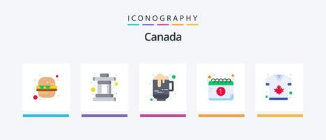 pack d'icônes canada plat 5, y compris le canada. journée. Bière. mois. calendrier. conception d'icônes créatives vecteur