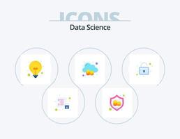 pack d'icônes plates de science des données 5 conception d'icônes. espace. stockage. sécurisé. Les données. des idées vecteur