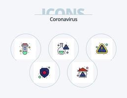 pack d'icônes rempli de ligne de coronavirus 5 conception d'icônes. héberger. virus. bactéries. tube. du sang vecteur