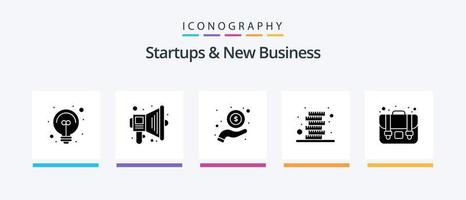 startups et nouveau pack d'icônes de glyphe d'entreprise 5, y compris. valise. Paiement. Cas. de l'argent. conception d'icônes créatives vecteur