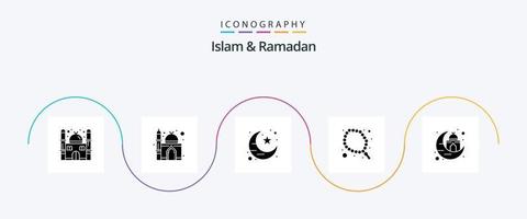 pack d'icônes islam et ramadan glyph 5, y compris musulman. imeuble. musulman. tasbih. musulman vecteur