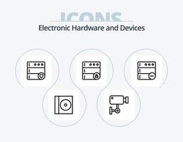 pack d'icônes de ligne d'appareils 5 conception d'icônes. serveur. alerte. dispositifs. ordinateur portable. l'ordinateur vecteur