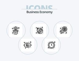 pack d'icônes de ligne économique 5 conception d'icônes. dollar. pyramide. dollar. or. barres vecteur