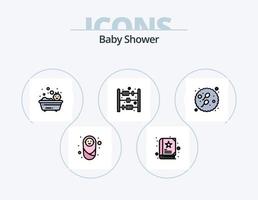 pack d'icônes remplies de ligne de douche de bébé 5 conception d'icônes. mamelon. de bébé. de bébé. jouet. de bébé vecteur