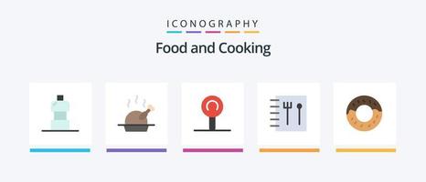 pack d'icônes plat 5 alimentaire comprenant. livre. . conception d'icônes créatives vecteur