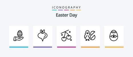 pack d'icônes de la ligne de pâques 5 comprenant. Pâques. vacances. corbeille. faire défiler. conception d'icônes créatives vecteur