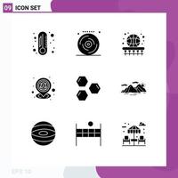 9 icônes créatives signes et symboles modernes des cellules carte emplacement du panier gps éléments de conception vectoriels modifiables vecteur