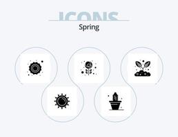 pack d'icônes de glyphe de printemps 5 conception d'icônes. plante. jardinage. Soleil. tulipe. fleur vecteur
