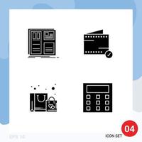 pack de 4 signes et symboles de glyphes solides modernes pour les supports d'impression Web tels que la mise en page du sac de conception commerce shopping éléments de conception vectoriels modifiables vecteur