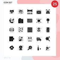 25 concept de glyphe solide pour sites Web mobiles et applications kit de cinéma à lit simple aide éléments de conception vectoriels modifiables vecteur