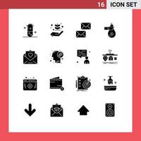 16 icônes créatives signes et symboles modernes de donner un sac donner une enveloppe contactez-nous des éléments de conception vectoriels modifiables vecteur