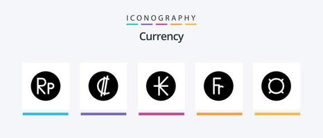 pack d'icônes de glyphe de devise 5, y compris la finance. francs. rican. lao. conception d'icônes créatives vecteur
