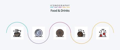 ligne de nourriture et de boissons remplie de 5 icônes à plat, y compris le repas. boissons. repas. cuisine. nourriture vecteur