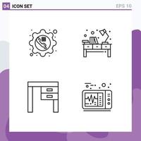 pack d'icônes vectorielles stock de 4 signes et symboles de ligne pour les éléments de conception vectoriels modifiables de bureau d'éclairage de travail de téléphone vecteur