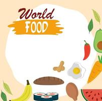 journée mondiale de l'alimentation, pain poulet fruit légume mode de vie sain vecteur