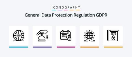 pack d'icônes gdpr line 5, y compris la coche. pibr. Sécurité. chat de sécurité. pibr. conception d'icônes créatives vecteur