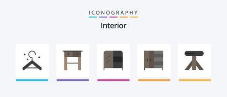 pack d'icônes intérieur plat 5 comprenant. salle à manger.. conception d'icônes créatives vecteur