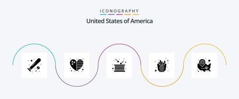 pack d'icônes usa glyph 5 comprenant des jetons. nourriture. Etats-Unis. vite. indépendance vecteur